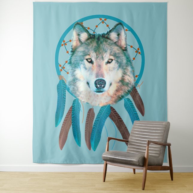 Tapete De Parede Spirit Wolf Dream Catcher (In Situ)