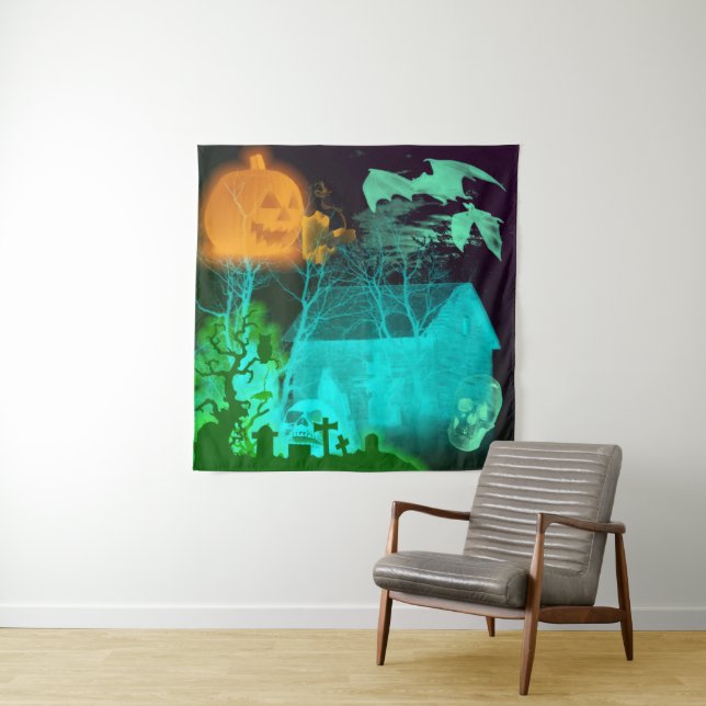 Tapete De Parede Spooky Halloween Graveyard (In Situ)