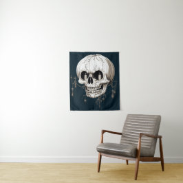 Tapete De Parede Spooky Halloween Melting Cranium With Bat Imagery