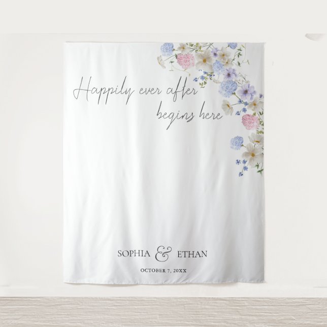 Tapete De Parede Spring Wildflowers Purple Pink Wedding (Frente)