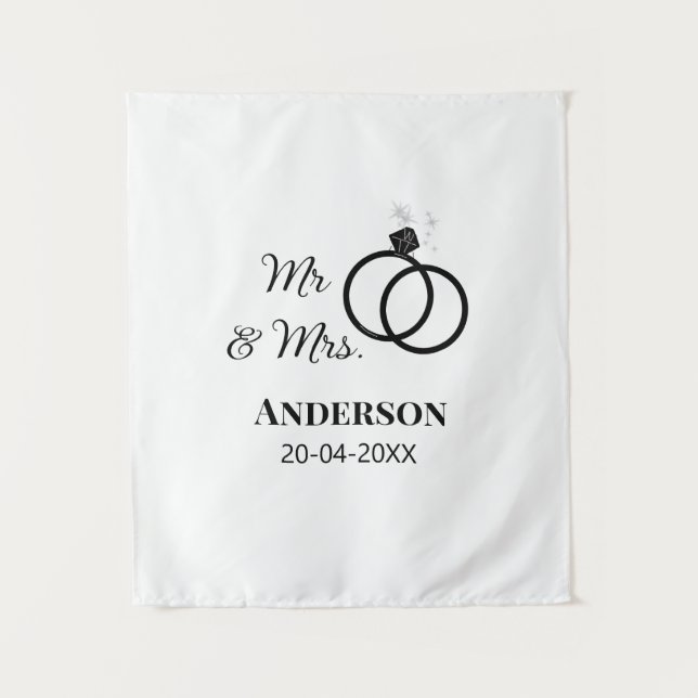 Tapete De Parede Sr & Sra adicionar sobrenome data ano lembrança do (Frente)