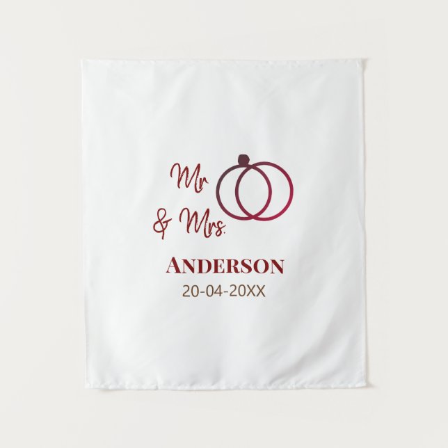 Tapete De Parede Sr & Sra adicionar sobrenome data ano lembrancinha (Frente)