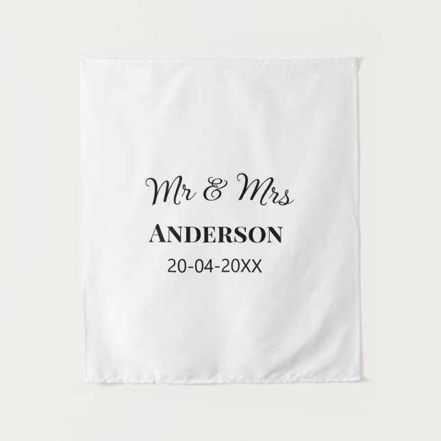 Tapete De Parede Sr & Sra adicionar sobrenome data ano lembrancinha (Frente)