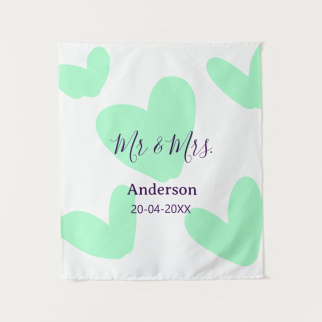 Tapete De Parede Sr & Sra adicionar sobrenome data ano lembrancinha (Frente)