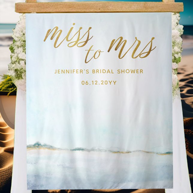 Tapete De Parede Sra. Coastal Ocean Beach Bridal Backdrop (Criador carregado)
