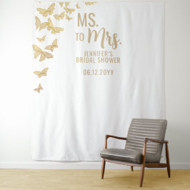 Tapete De Parede Sra. Dourada Butterflies Chic White Backdrop