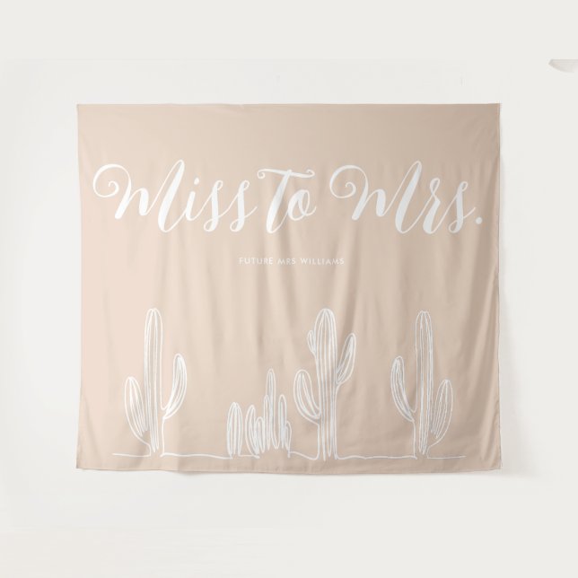 Tapete De Parede Srta. Modern Boho Cactus Cream Bachelorette (Frente (Horizontal))