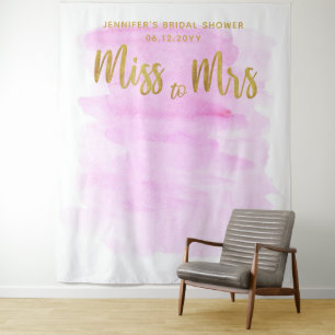 Tapete De Parede Srta. Watercolor Pink Boho Chic Bridal