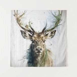Tapete De Parede Stag Deer Portrait Animal Painting Willife Forest