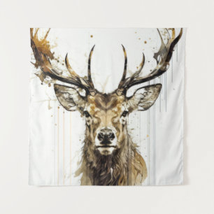Tapete De Parede Stag Deer Portrait Animal Painting Willife Forest