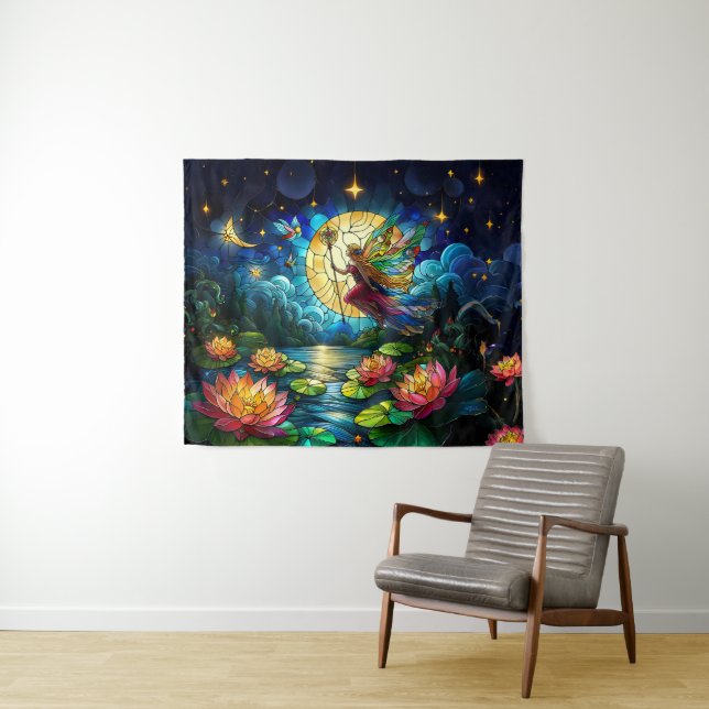 Tapete De Parede Stained Glass Moonlight Flight Fairy  (In Situ (Horizontal))