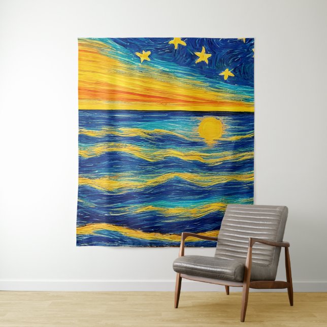 Tapete De Parede Starry Ocean Night Sky (In Situ)