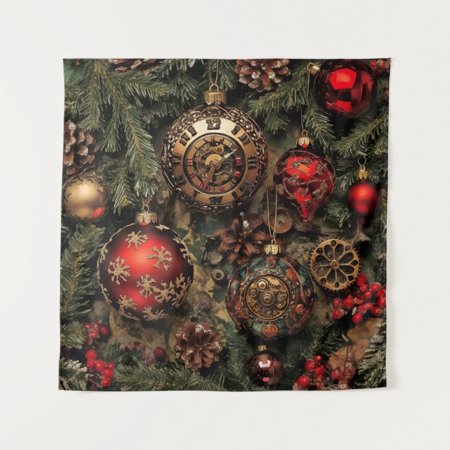 Tapete De Parede Steampunk Christmas Tapestry (Frente)