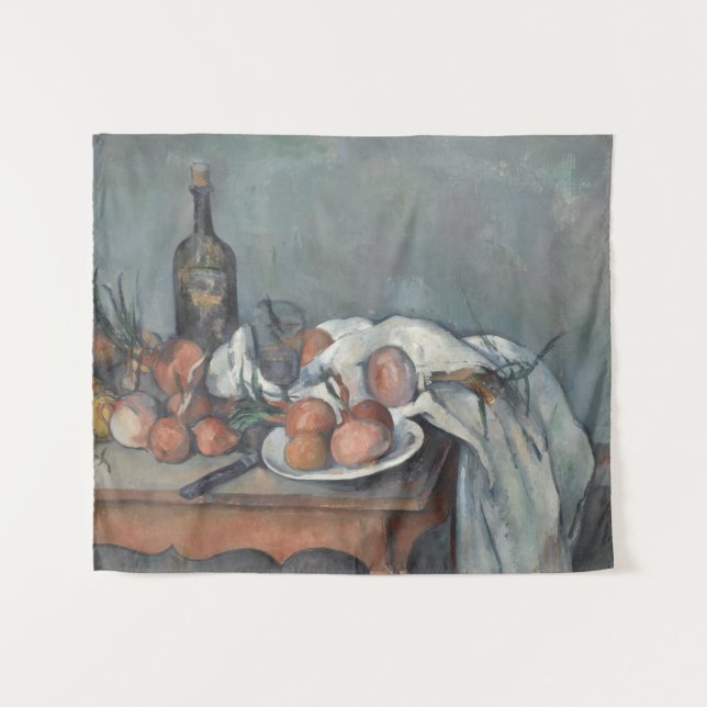 Tapete De Parede Still Life with Onions, OIl Painting, Paul Cezanne (Frente (Horizontal))