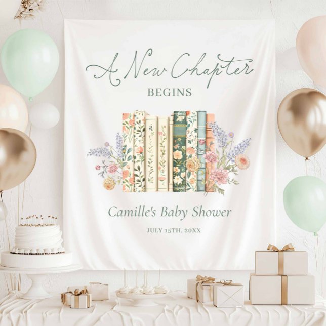 Tapete De Parede Storybook Baby Shower - A New Chapter Welcome (A New Chapter begins Welcome sign Tapestry)