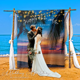 Tapete De Parede String Lights Sunset Palm Beach Backdrop