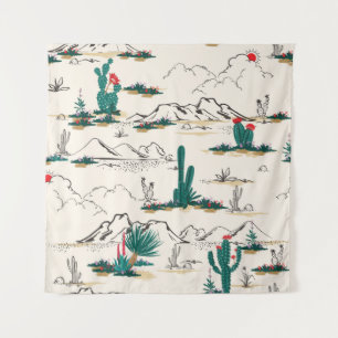 Tapete De Parede Suculentes De Cactus: Vintage Desert Floral.