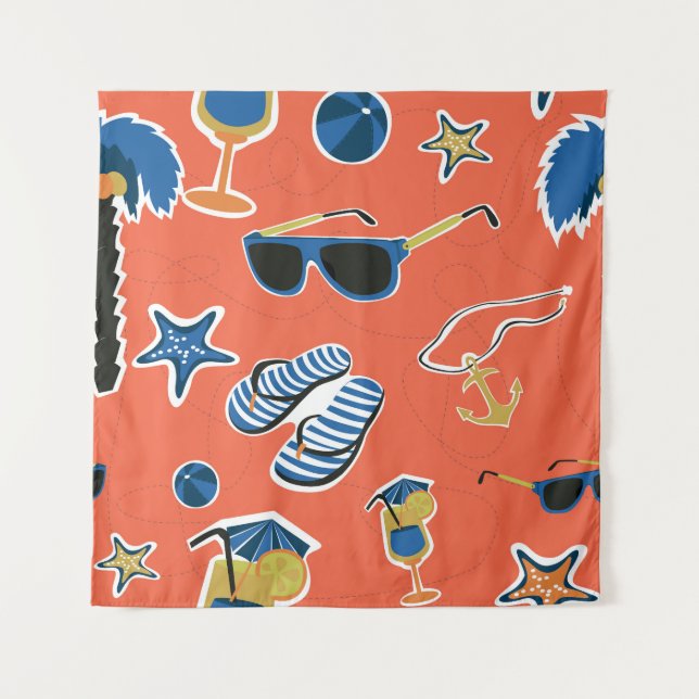 Tapete De Parede Summer Beach: Relaxando o Padrão Invisível. (Frente)