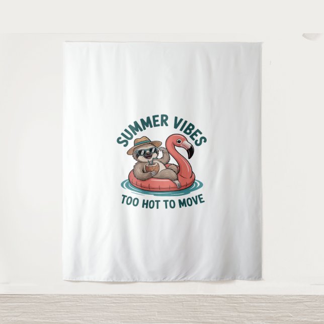 Tapete De Parede Summer Vibes Sloth Engraçado Pregado (Frente)