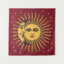 Sun e Moon Face Bohemian Dourado e vermelho
