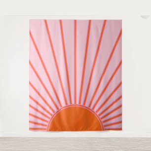 Tapete De Parede Sun Sunrise Pastel Rosa E Laranja Sol