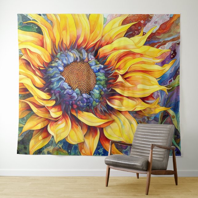 Tapete De Parede Sunflower Power — pintura aquosa (In Situ (Horizontal))