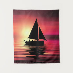 Tapete De Parede Sunset, Barco à vela no mar-39186