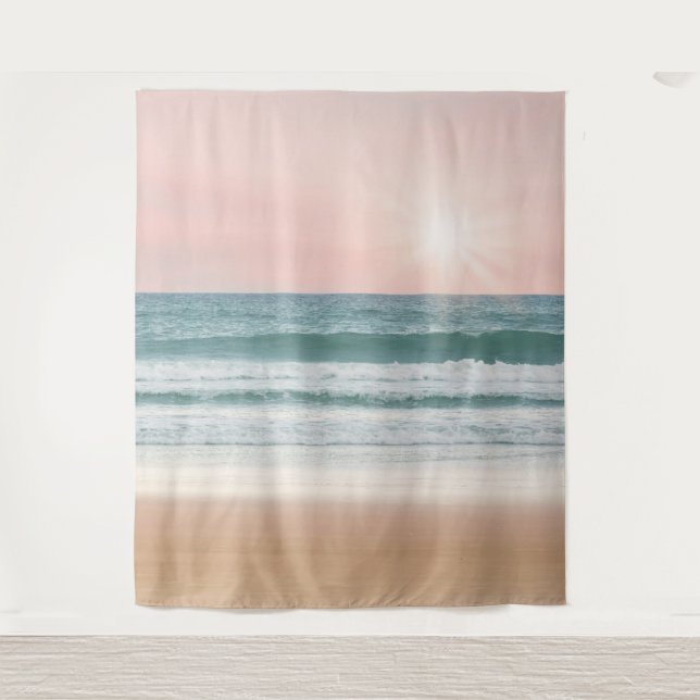 Tapete De Parede Sunset Beach Rosy Ocean Mural | Parede (Frente)