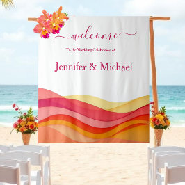 Tapete De Parede Sunset Color Waves Modern Wedding Sign