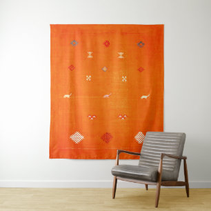 Tapete De Parede Sunset Oasis: Patrimônio Laranja Boho Arte Marroqu