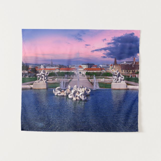 Tapete De Parede Sunset over fountain em Viena (Frente (Horizontal))