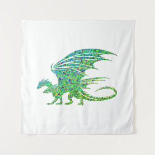 Tapete De Parede Surpreendente Dragão Verde Mosaico