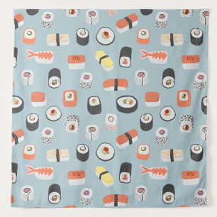 Tapete De Parede Sushi Nigiri Maki Roll Pattern