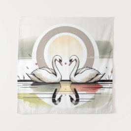 Tapete De Parede Swan Embrace em Dusk