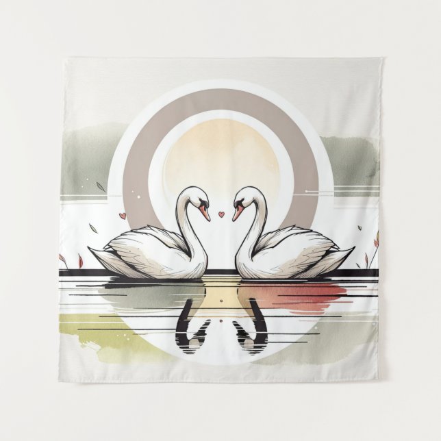 Tapete De Parede Swan Embrace em Dusk (Frente)