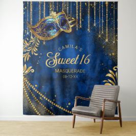 Tapete De Parede Sweet 16 Mascarada Blue Photo Backdrop ID1032