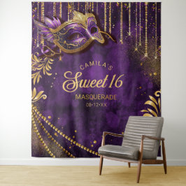 Tapete De Parede Sweet 16 Mascarada Purple Photo Backdrop ID1032