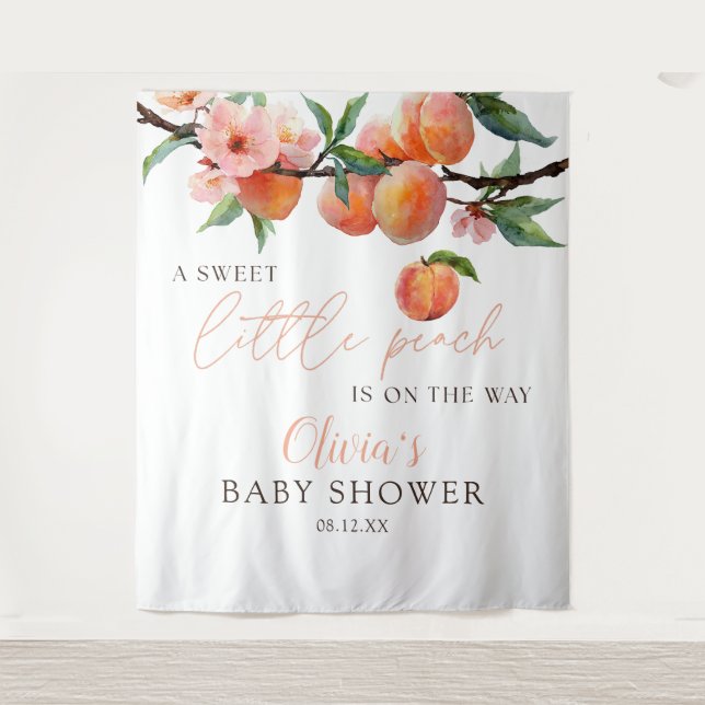 Tapete De Parede Sweet Little Peach Baby Shower Photo Backdrop (Frente)