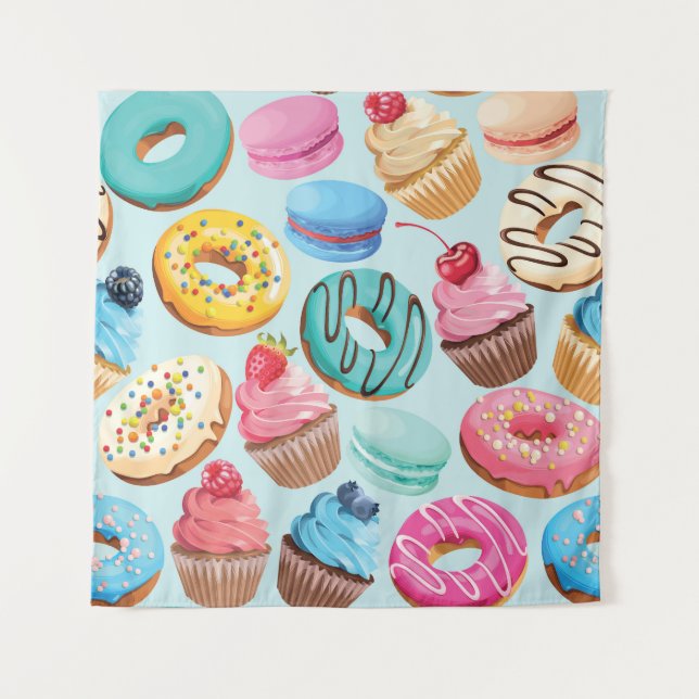 Tapete De Parede Sweet Sweets: Padrão de Delícia. (Frente)