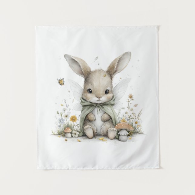 Tapete De Parede Sweet watercolour fairy bunny illustration (Frente)