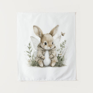 Tapete De Parede Sweet watercolour fairy bunny illustration
