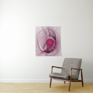 Tapete De Parede Swing Fractal, Abstrato moderna, Arte Rosa Berry