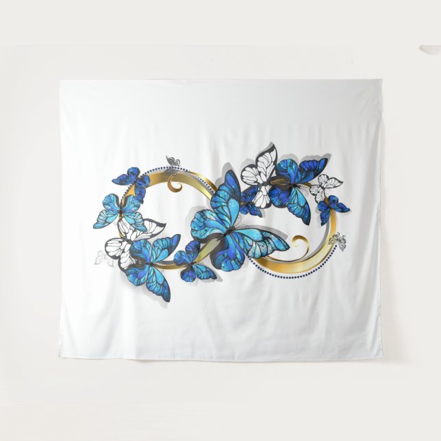 Tapete De Parede Symbol Infinity of Blue Morpho Butterflies (Frente (Horizontal))