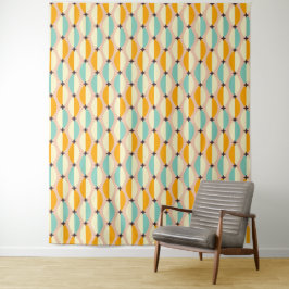 Tapete De Parede Symmetrical retro pattern with interlocking teal