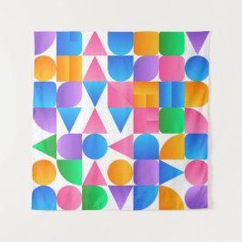 Tapete De Parede Synthwave Bauhaus Rainbow #2 (rosa-azul-amarelo)