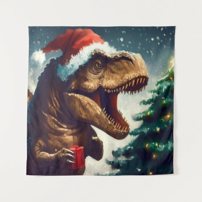 Tapete De Parede T-Rex Natal 1 (Frente)