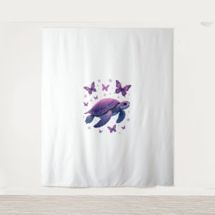 Tapete De Parede T-Shirt Borboleta Tartaruga Marinha - Roxo