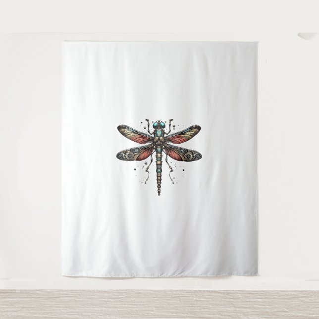 Tapete De Parede T-Shirt Fantástico Dragonfly Steampunk (Frente)