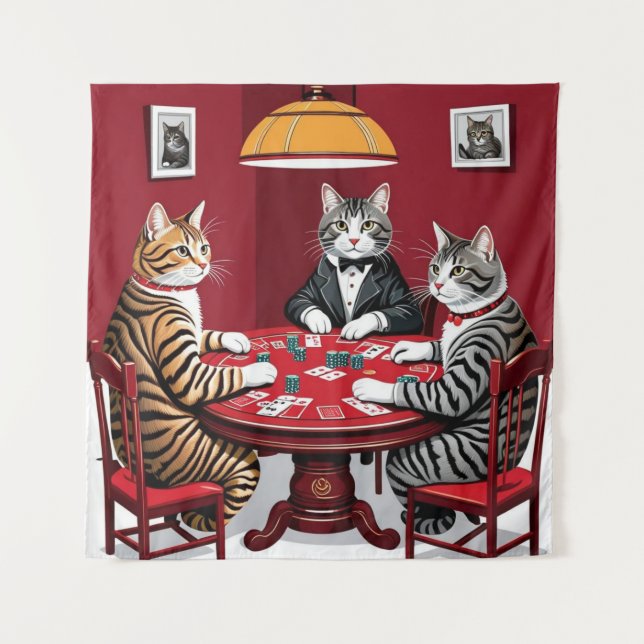 Tapete De Parede Tabby Cats Reproduzindo Poker (Frente)