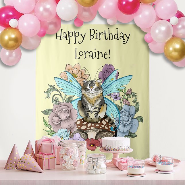 Tapete De Parede Tablet Fairy Cat Mushroom Floral (Criador carregado)